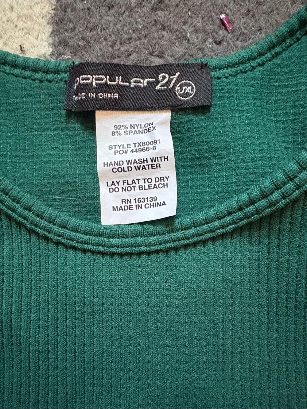 Dark Green Ribbed Racerback Crop Tank - Picture 2 of 3